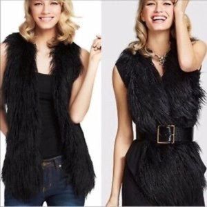 CABI Black Faux Fur Vest XL